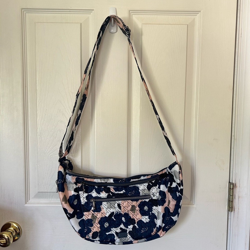 Floral Shoulder Bag in Navy and Pink